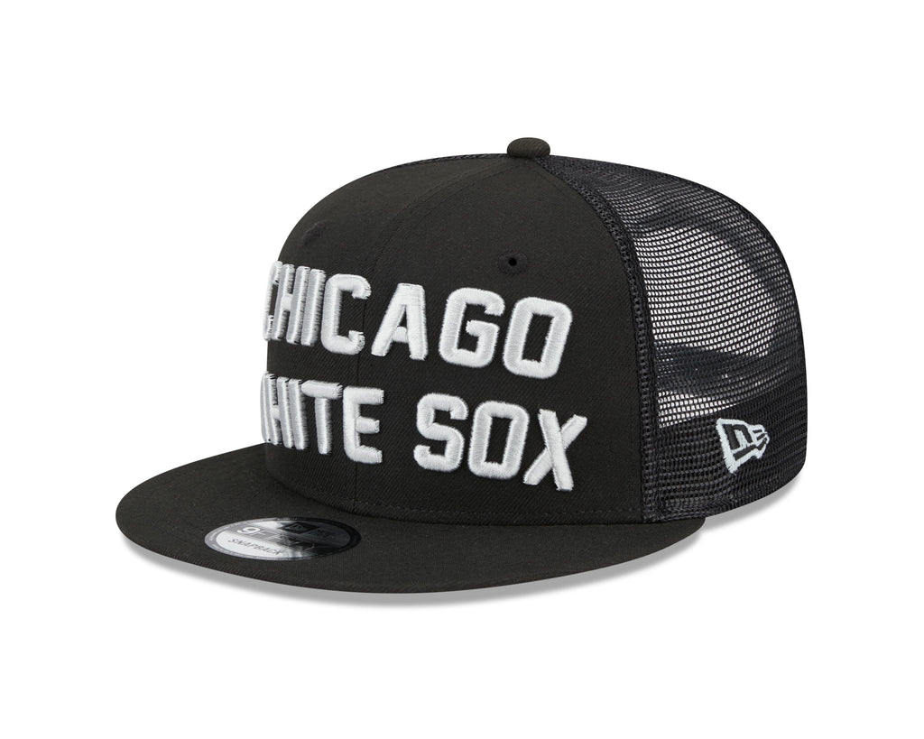 Chicago White Sox New Era Black Stacked 9FIFTY Mesh Trucker Snapback Hat product image 3, provided for visual reference and