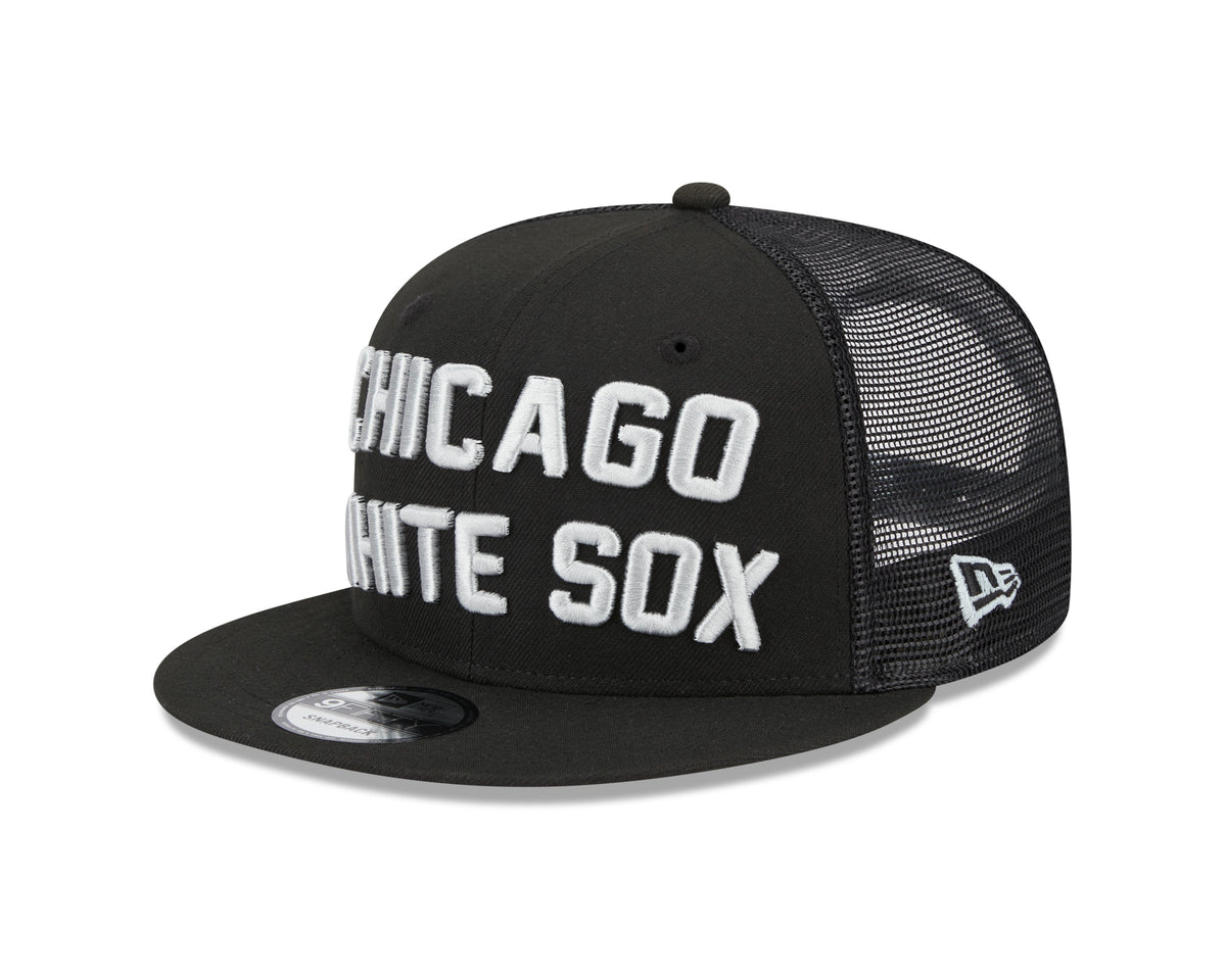 Chicago White Sox New Era Black Stacked 9FIFTY Mesh Trucker Snapback Hat product image 3, provided for visual reference and