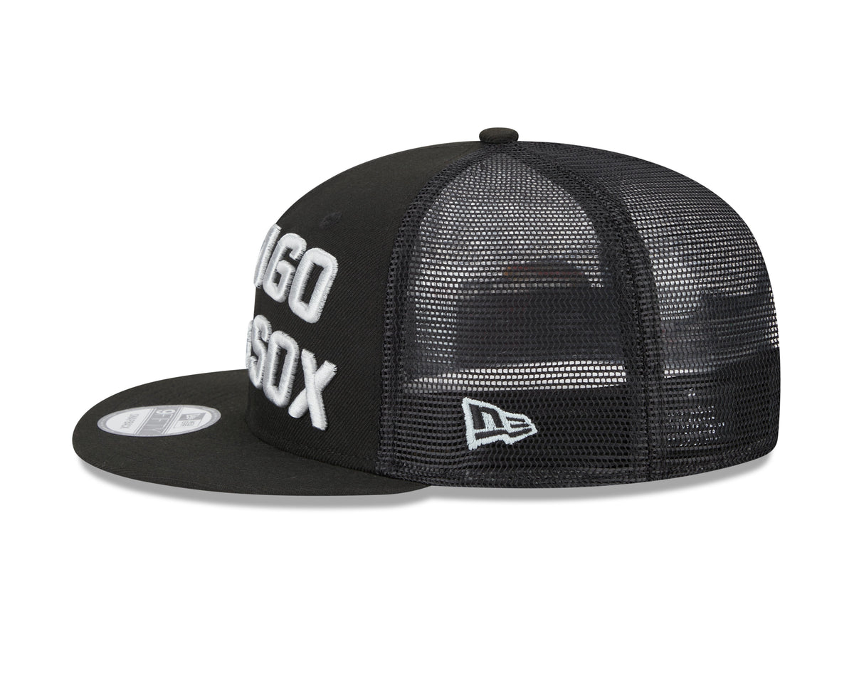 Chicago White Sox New Era Black Stacked 9FIFTY Mesh Trucker Snapback Hat product image 5, provided for visual reference and
