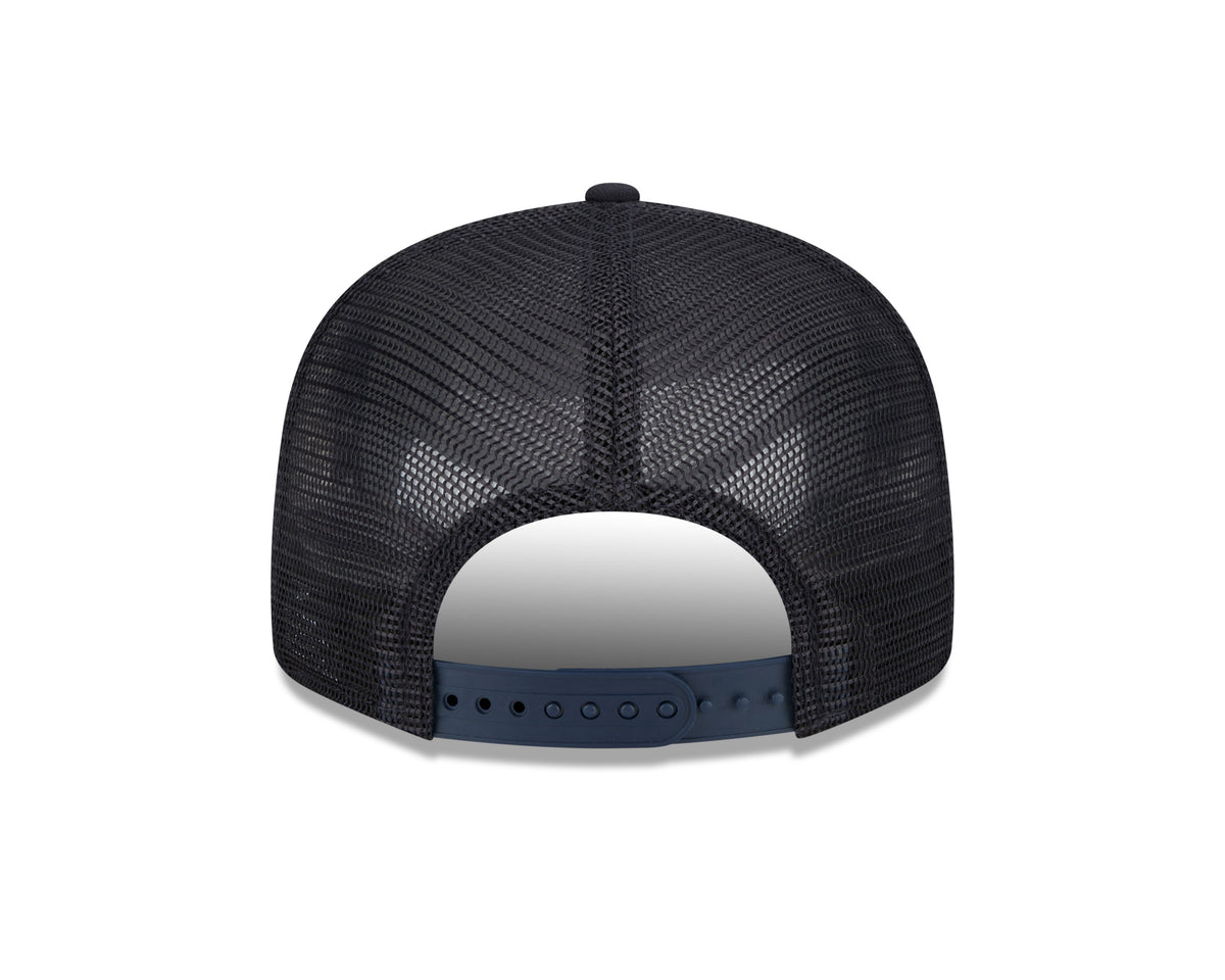 New York Yankees New Era Navy Stacked 9FIFTY Mesh Trucker Snapback Hat product image 6, provided for visual reference and
