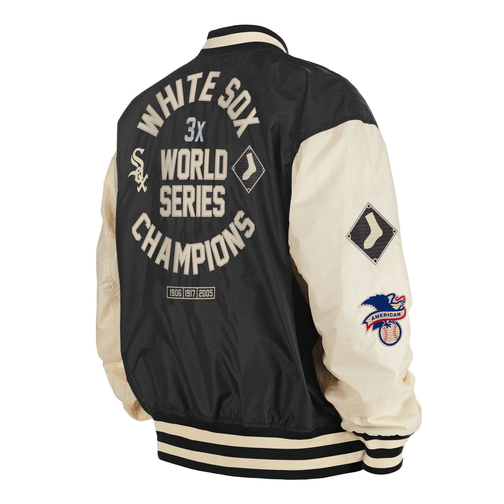 Chicago White Sox Alpha Industries X New Era Black/Off White L-2B Flight Jacket for Men product image 4, provided for visual