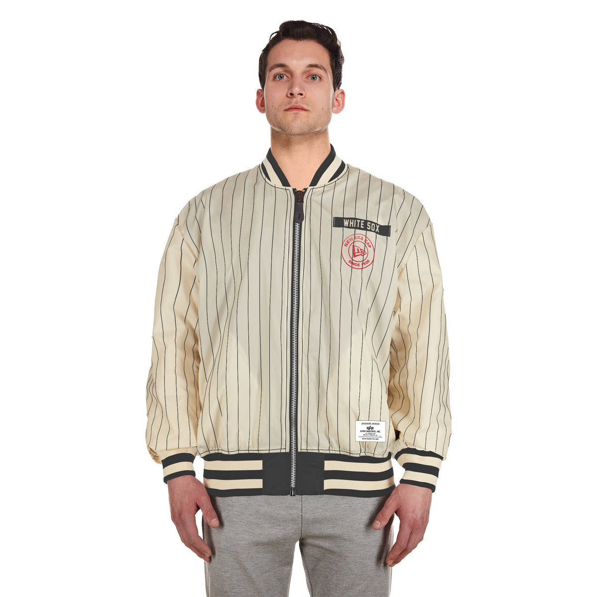Chicago White Sox Alpha Industries X New Era Black/Off White L-2B Flight Jacket for Men product image 10, provided for