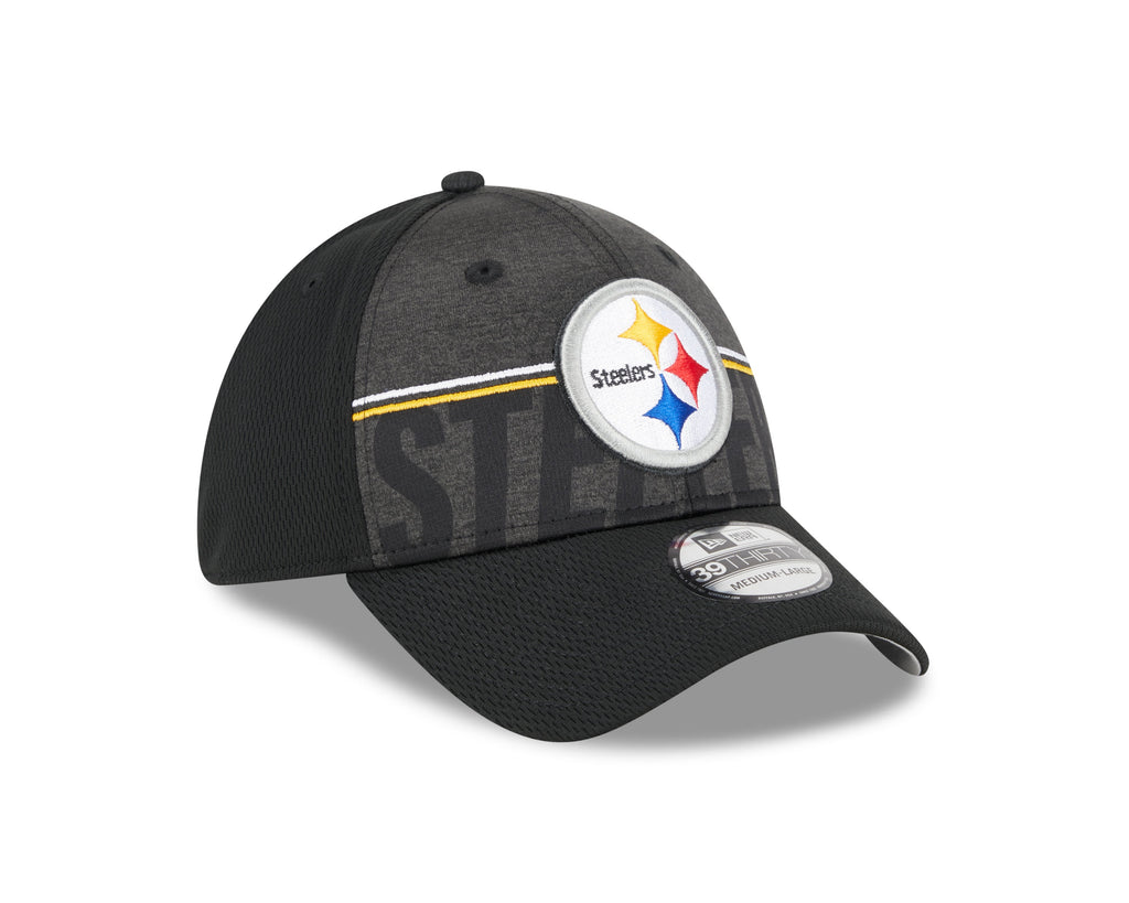 Pittsburgh Steelers New Era NFL 2023 Training Camp Black Primary Logo 39THIRTY Flex Fit Hat for Men product image 3,