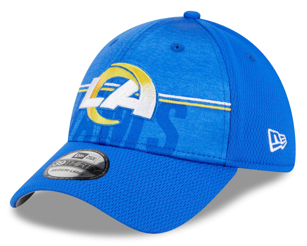Los Angeles Rams New Era NFL 2023 Training Camp Blue Primary Logo 39THIRTY Flex Fit Hat for Men product image 1, provided