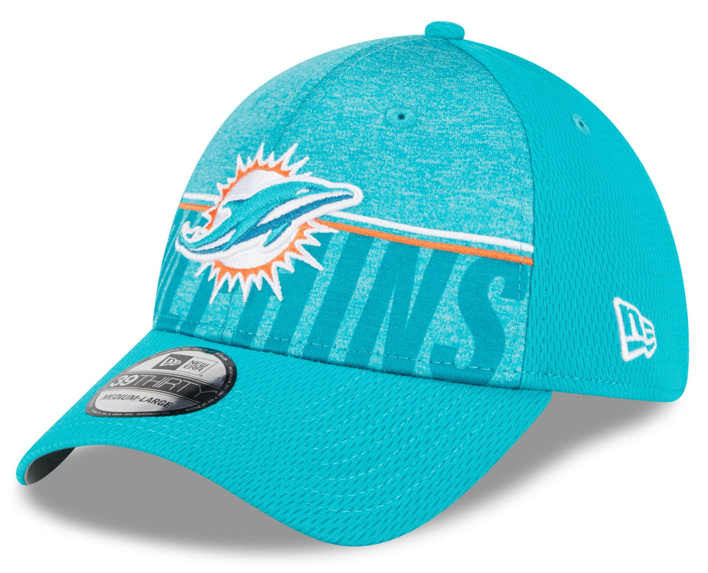 Miami Dolphins New Era NFL 2023 Training Camp Aqua Primary Logo 39THIRTY Flex Fit Hat for Men product image 1, provided for