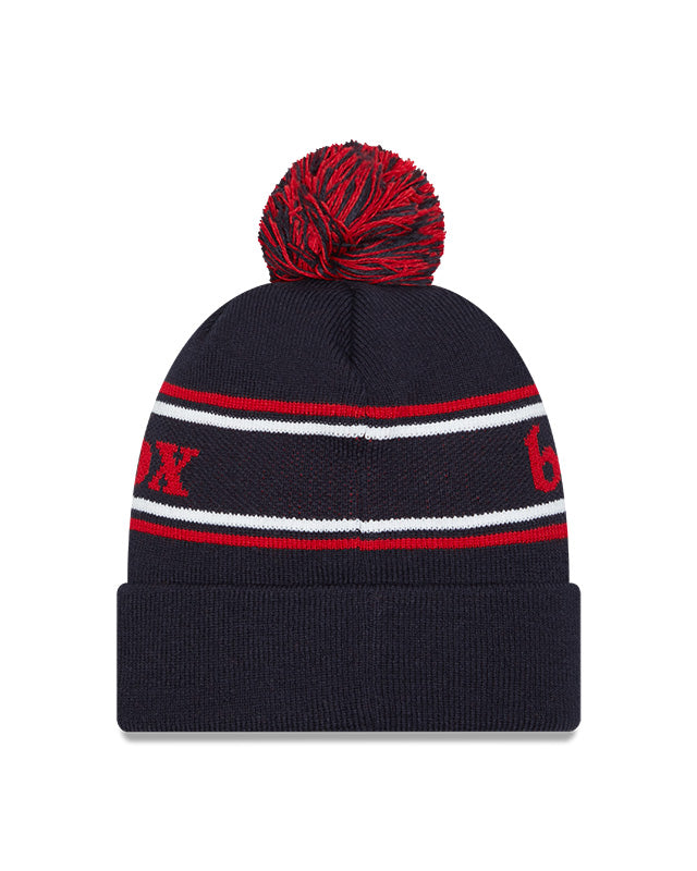 Boston Red Sox Navy New Era Marquee Cuffed Knit Hat with Pom product image 2, provided for visual reference and product