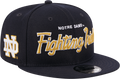 Notre Dame Fighting Irish New Era Navy Script 9FIFTY Snapback Hat product image 1, provided for visual reference and product