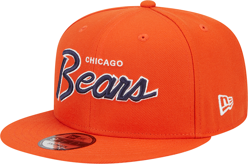 Chicago Bears New Era Orange Script 9FIFTY Adjustable Snapback Hat product image 1, provided for visual reference and