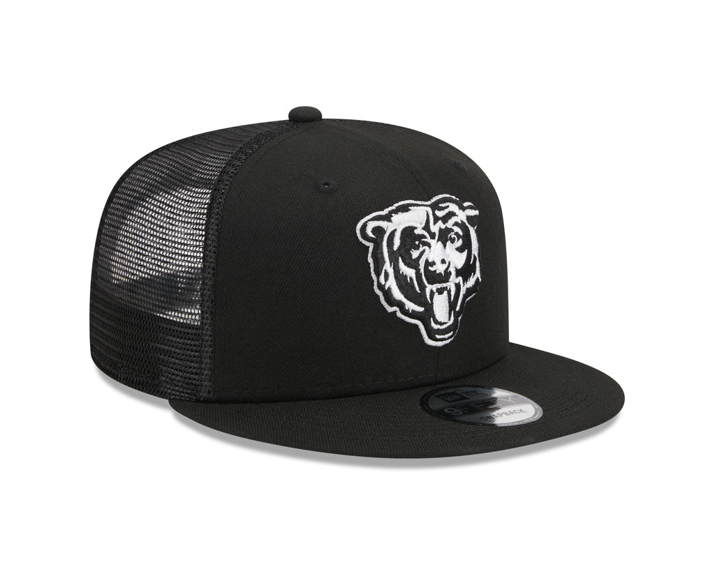 Chicago Bears New Era Primary Black and White Trucker 9FIFTY Snapback Hat product image 3, provided for visual reference and