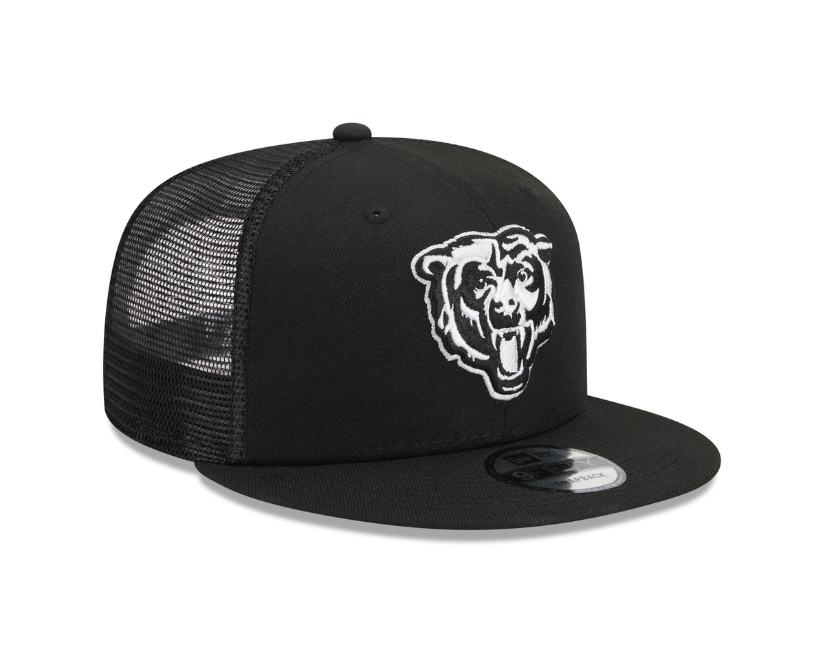 Chicago Bears New Era Primary Black and White Trucker 9FIFTY Snapback Hat product image 3, provided for visual reference and