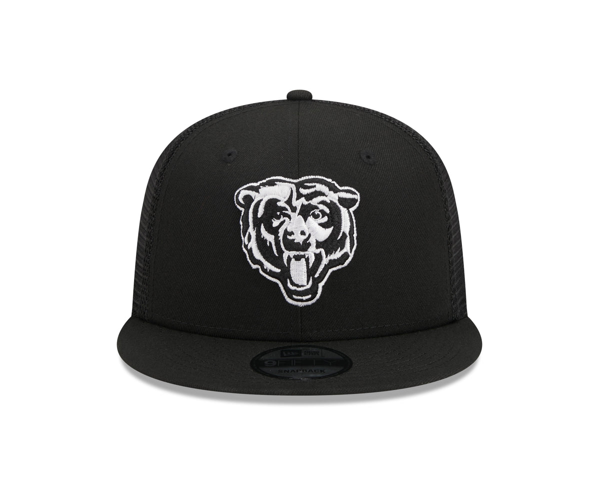 Chicago Bears New Era Primary Black and White Trucker 9FIFTY Snapback Hat product image 2, provided for visual reference and