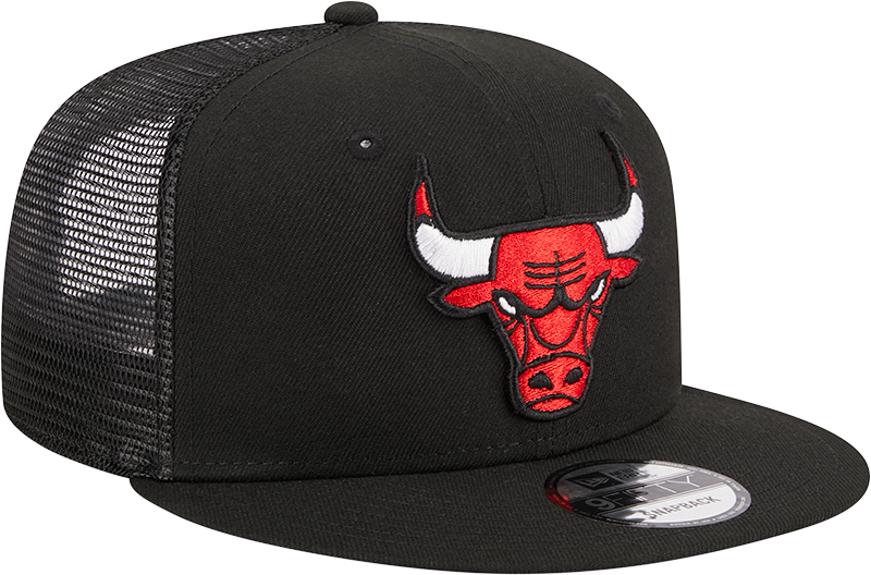 Chicago Bulls New Era Black 9FIFTY Trucker Snapback Hat product image 3, provided for visual reference and product detail
