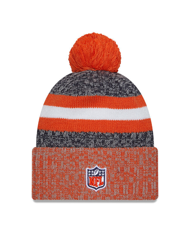Chicago Bears New Era Orange 2023 Sideline Cuffed Knit Hat With Pom for Men product image 2, provided for visual reference