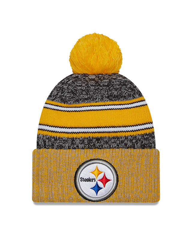 Pittsburgh Steelers New Era Black/Yellow 2023 Sideline Cuffed Knit Hat With Pom for Men product image 3, provided for visual