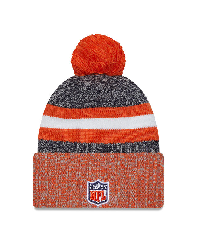 Chicago Bears New Era Orange/Navy 2023 Sideline Cuffed Knit Hat With Pom for Men product image 2, provided for visual