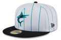 Miami Marlins White 2024 Batting Practice 59FIFTY Fitted Hat for Men product image 1, provided for visual reference and