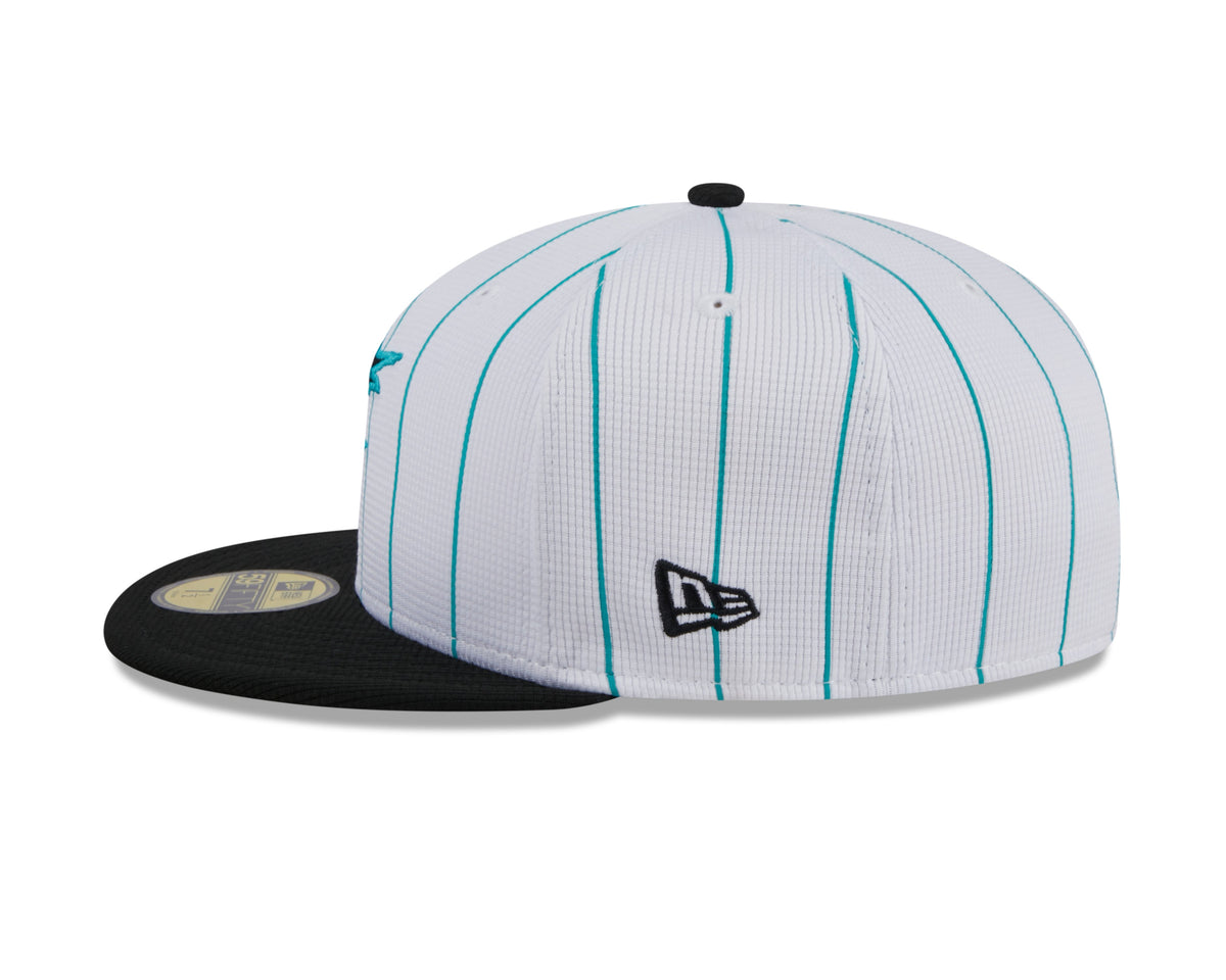 Miami Marlins White 2024 Batting Practice 59FIFTY Fitted Hat for Men product image 4, provided for visual reference and