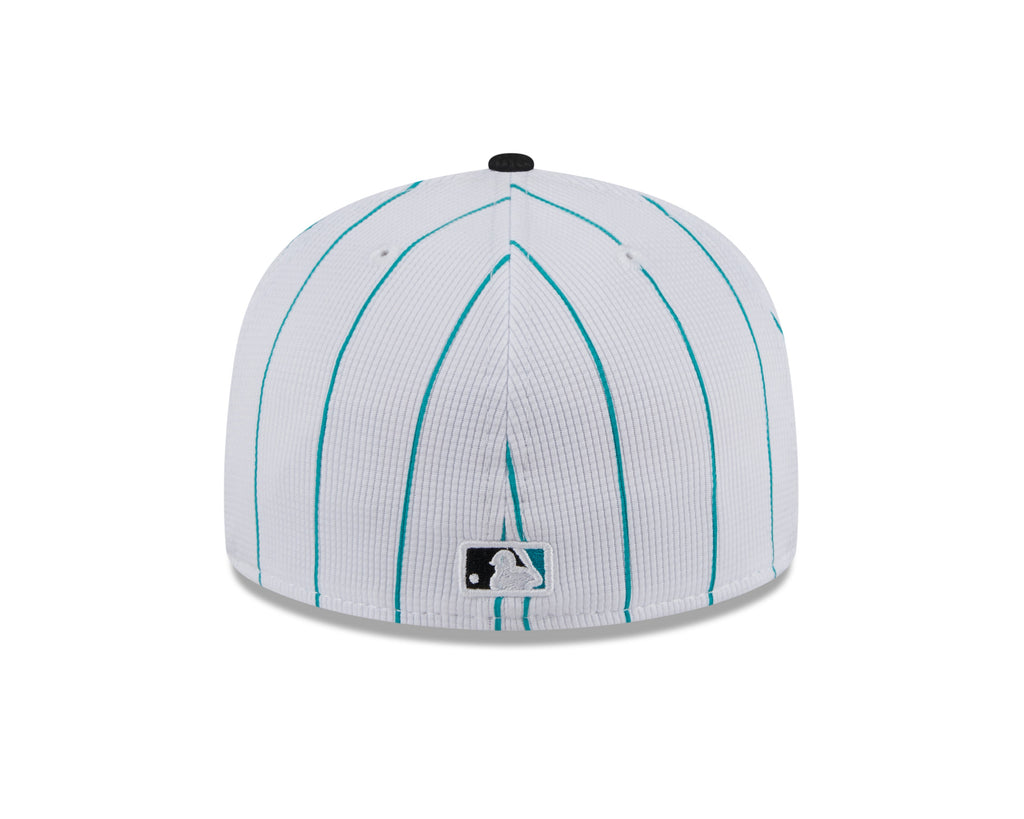 Miami Marlins White 2024 Batting Practice 59FIFTY Fitted Hat for Men product image 6, provided for visual reference and