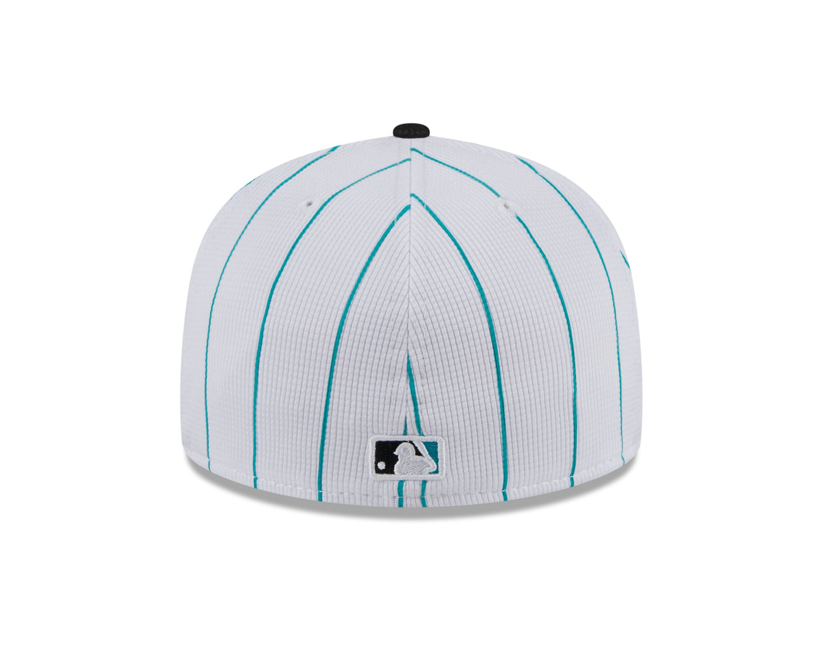 Miami Marlins White 2024 Batting Practice 59FIFTY Fitted Hat for Men product image 6, provided for visual reference and