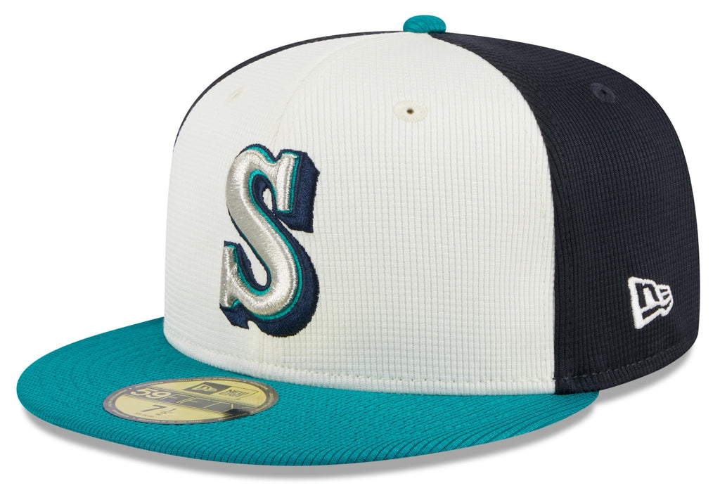 Seattle Mariners New Era White 2024 Batting Practice 59FIFTY Fitted Hat for Men product image 1, provided for visual