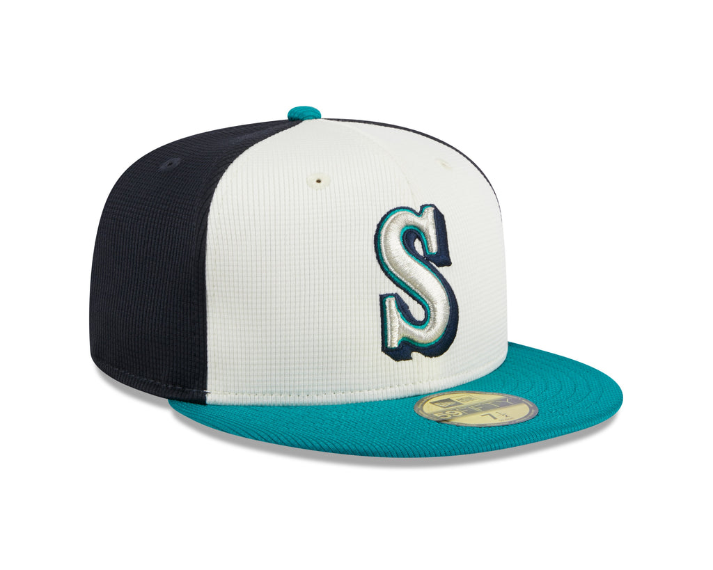 Seattle Mariners New Era White 2024 Batting Practice 59FIFTY Fitted Hat for Men product image 3, provided for visual