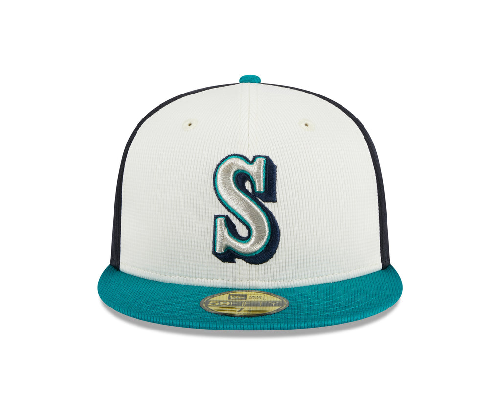 Seattle Mariners New Era White 2024 Batting Practice 59FIFTY Fitted Hat for Men product image 2, provided for visual