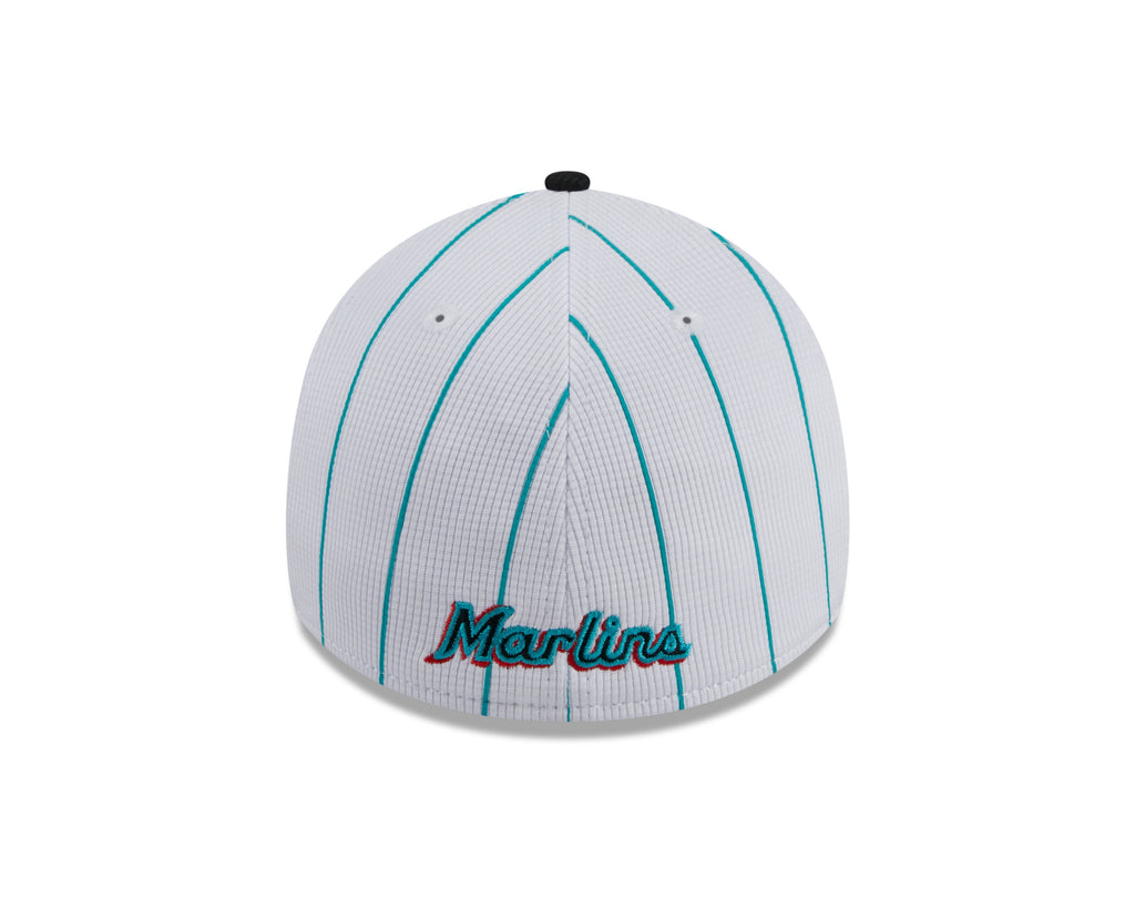 Miami Marlins New Era 2024 Batting Practice White/Black 39THIRTY Flex-Fit Hat for Men product image 6, provided for visual