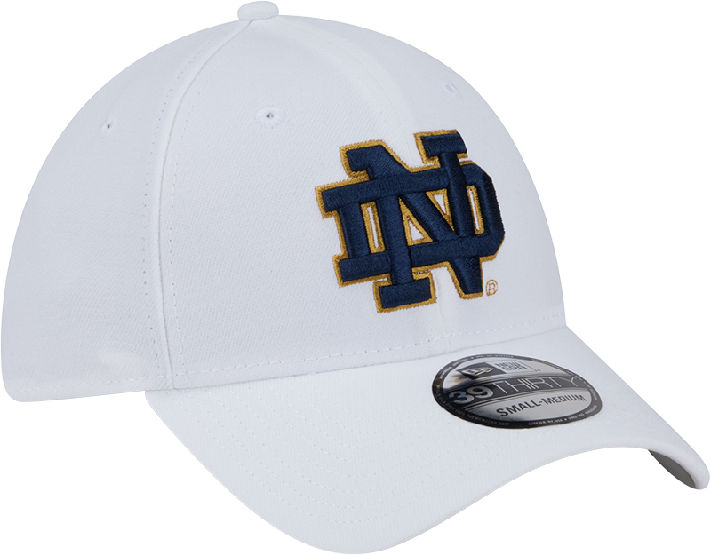 Mens New Era Notre Dame Fighting Irish White 39THIRTY Flex Hat product image 3, provided for visual reference and product