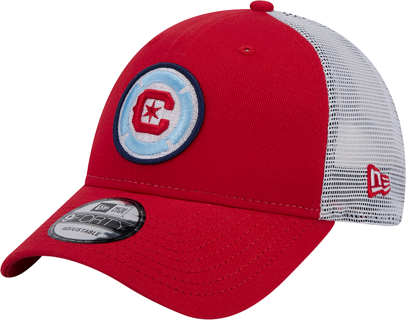 Chicago Fire New Era Red/White 9FORTY Trucker Adjustable Hat product image 1, provided for visual reference and product