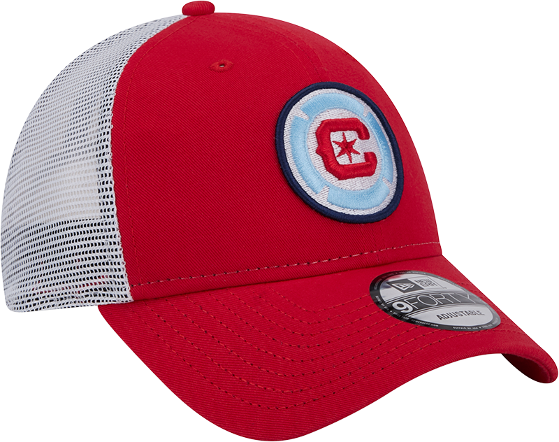 Chicago Fire New Era Red/White 9FORTY Trucker Adjustable Hat product image 3, provided for visual reference and product