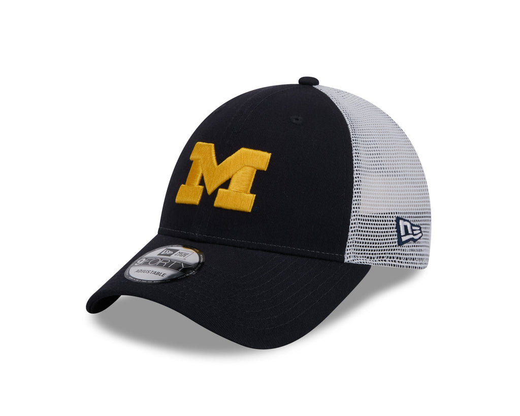 Michigan Wolverines New Era Navy/White Trucker 9FORTY Adjustable Hat product image 8, provided for visual reference and