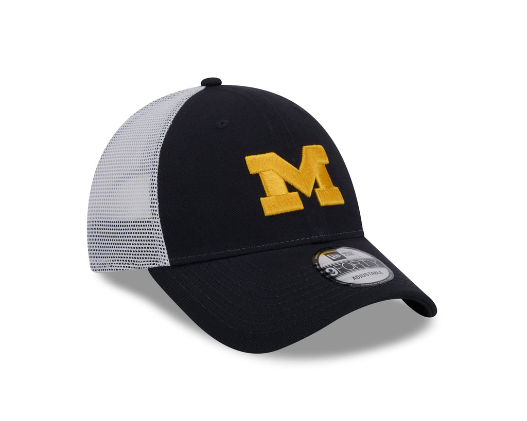 Michigan Wolverines New Era Navy/White Trucker 9FORTY Adjustable Hat product image 3, provided for visual reference and