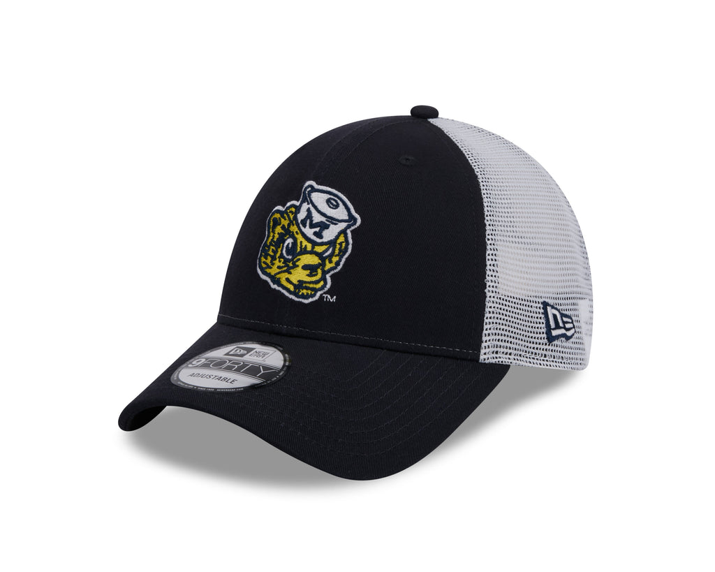 Michigan Wolverines New Era Vault Navy/White Trucker 9FORTY Adjustable Hat product image 8, provided for visual reference
