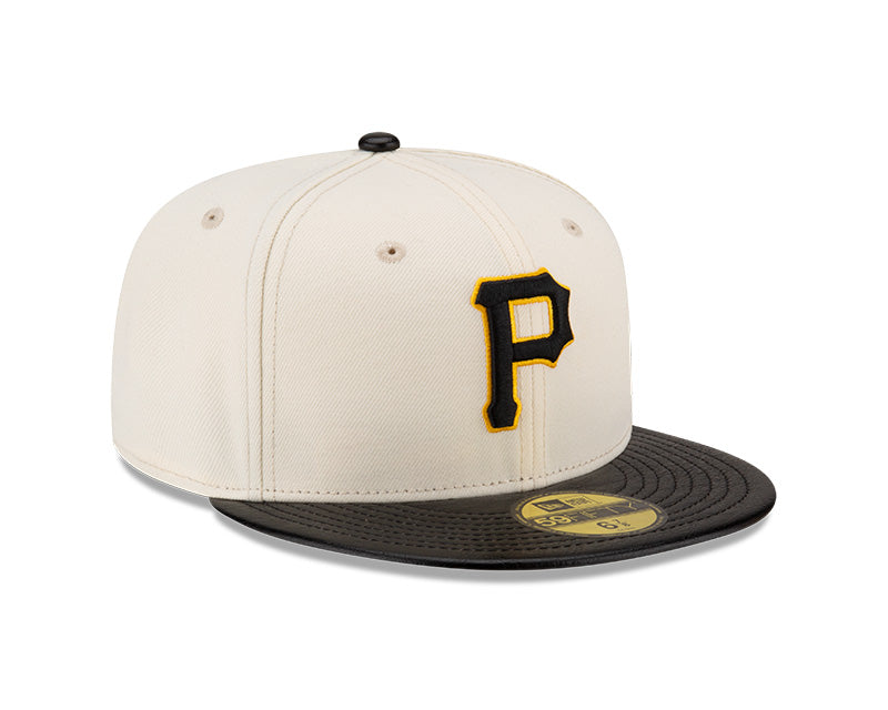 Pittsburgh Pirates Cream/Black Leather Visor New Era 59FIFTY Fitted Hat product image 3, provided for visual reference and