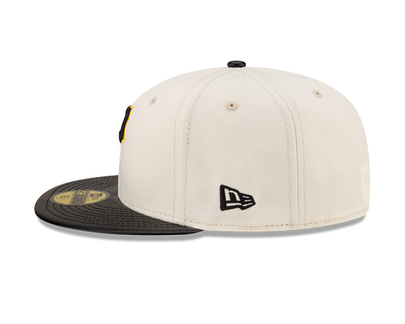 Pittsburgh Pirates Cream/Black Leather Visor New Era 59FIFTY Fitted Hat product image 4, provided for visual reference and