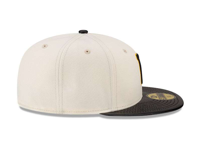 Pittsburgh Pirates Cream/Black Leather Visor New Era 59FIFTY Fitted Hat product image 5, provided for visual reference and