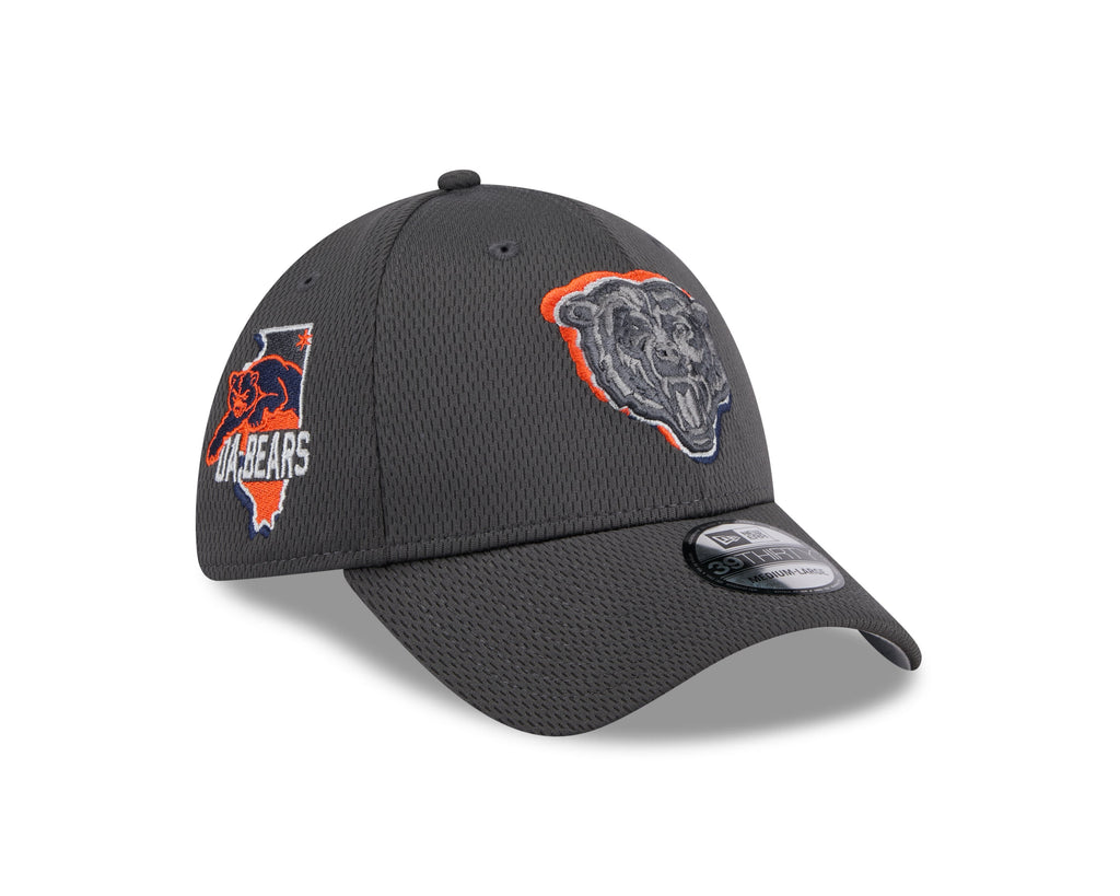 Chicago Bears New Era 2024 NFL Draft Graphite 39THIRTY Flex Fit Hat for Men product image 1, provided for visual reference