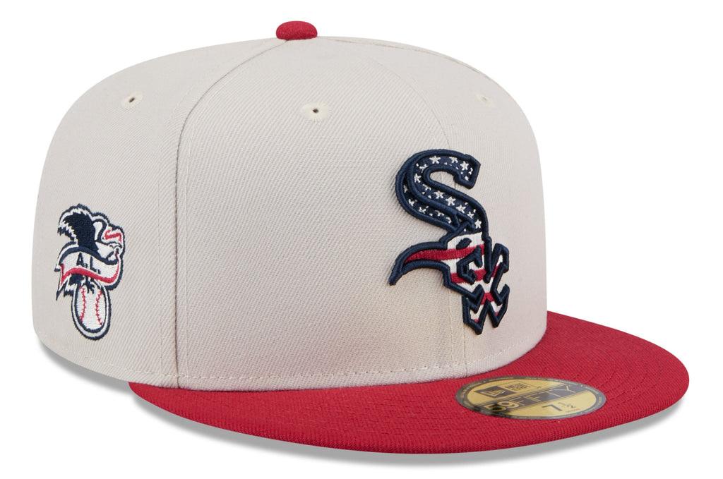 Chicago White Sox 2024 4th of July Stone/Red On Field New Era 59FIFTY Fitted Hat product image 1, provided for visual