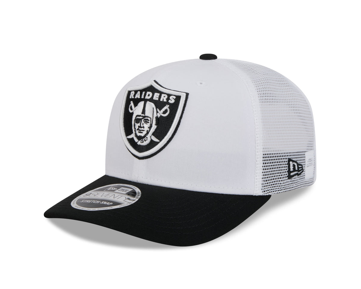 Las Vegas Raiders New Era White/Black 2024 NFL Training Camp 9SEVENTY Trucker Hat for Men product image 1, provided for