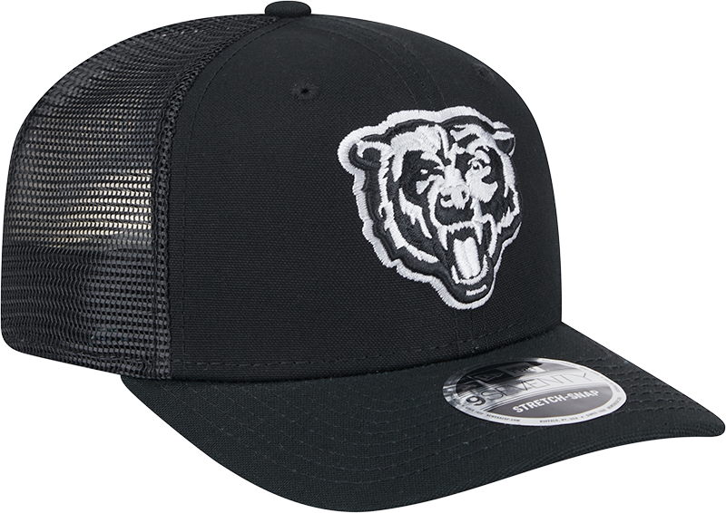 Chicago Bears New Era Black/White Trucker Primary 9SEVENTY Trucker Hat product image 3, provided for visual reference and