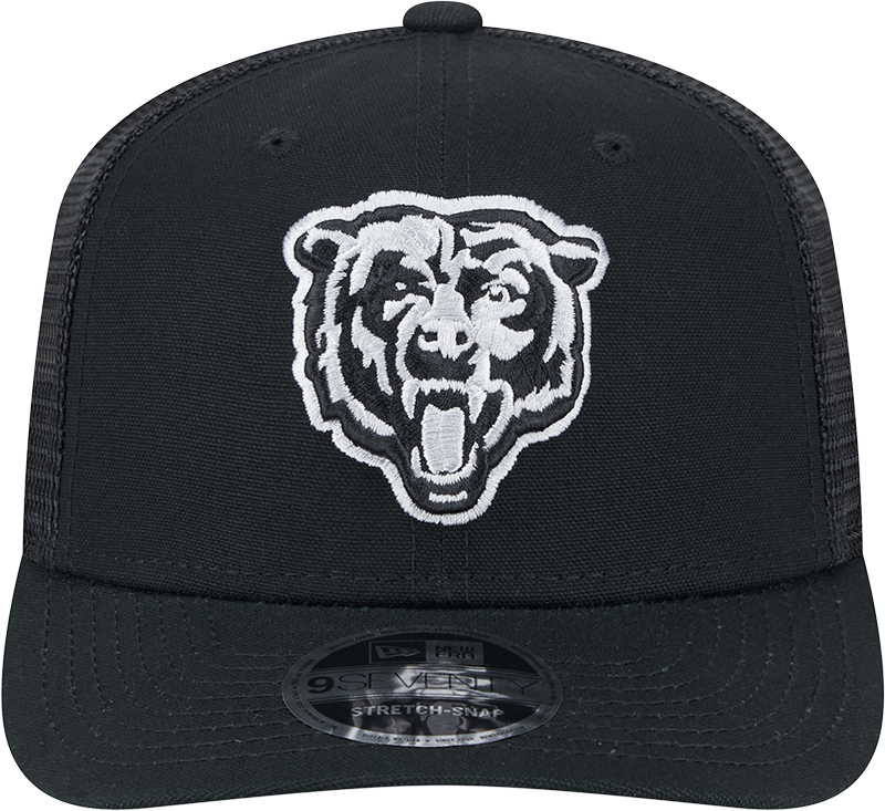 Chicago Bears New Era Black/White Trucker Primary 9SEVENTY Trucker Hat product image 2, provided for visual reference and