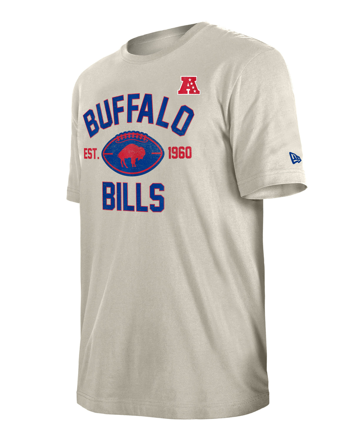 Buffalo Bills Stone 2024 Historic New Era T-Shirt for Men product image 1, provided for visual reference and product detail