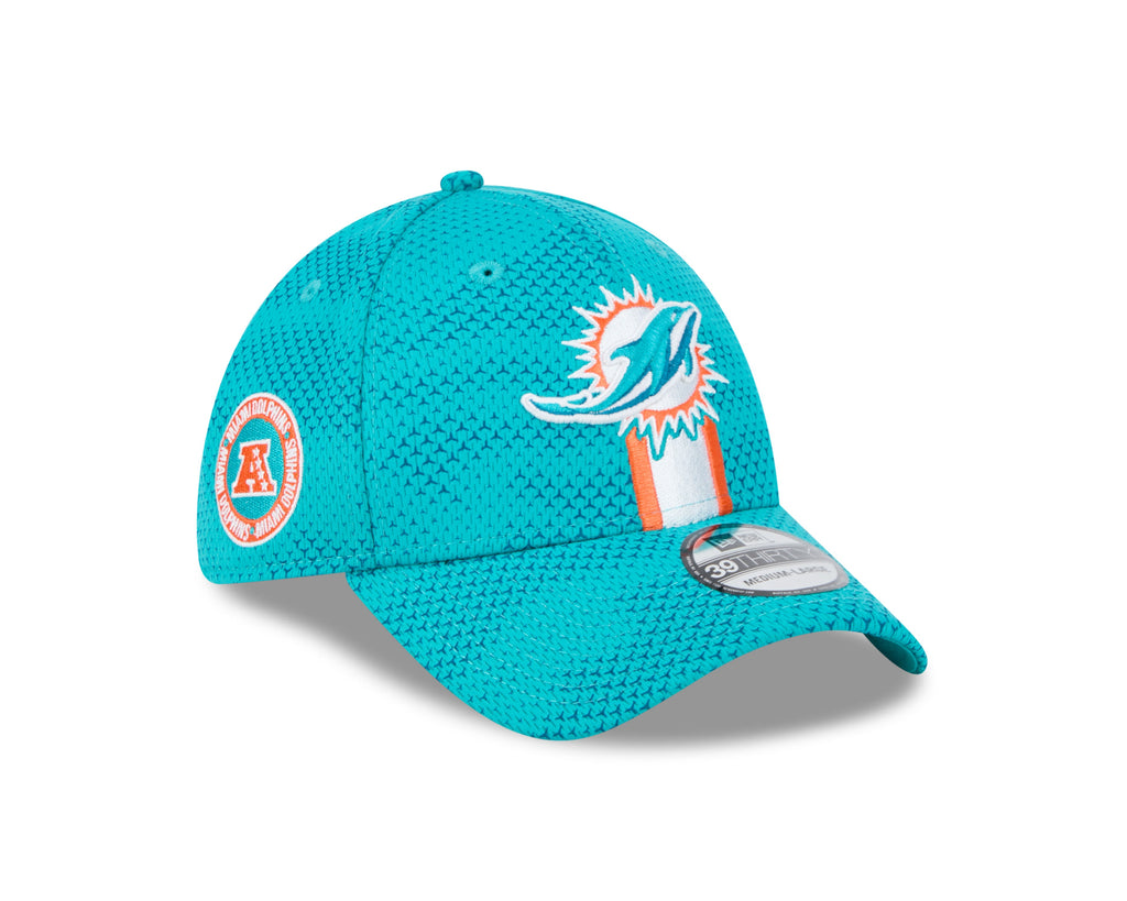 Miami Dolphins New Era 2024 Sideline Aqua 39THIRTY Flex Hat for Men product image 2, provided for visual reference and