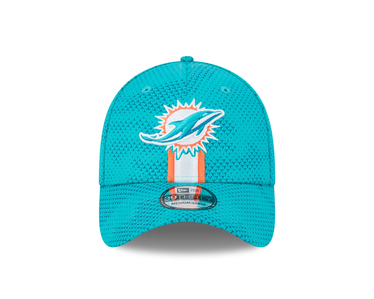 Miami Dolphins New Era 2024 Sideline Aqua 39THIRTY Flex Hat for Men product image 3, provided for visual reference and