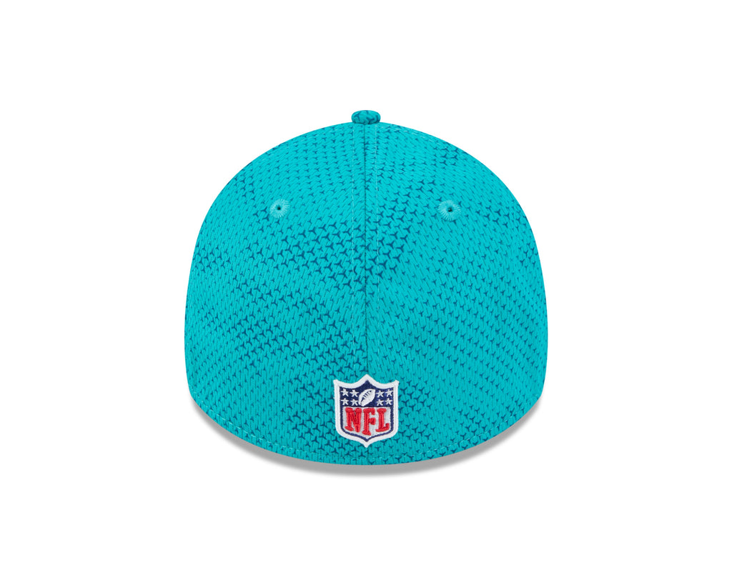 Miami Dolphins New Era 2024 Sideline Aqua 39THIRTY Flex Hat for Men product image 6, provided for visual reference and