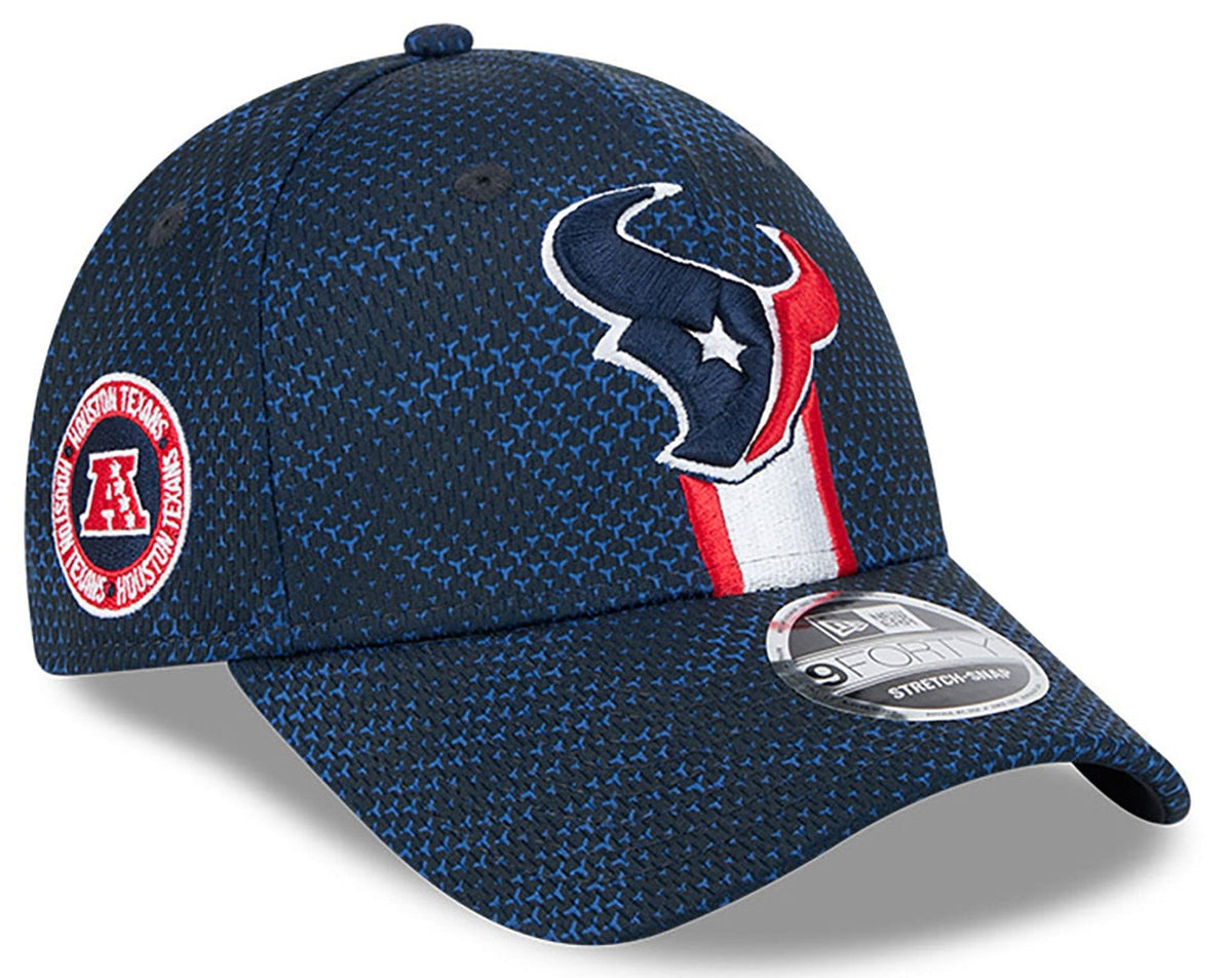 Houston Texans New Era 2024 Sideline Navy 9FORTY Adjustable Hat for Men product image 1, provided for visual reference and