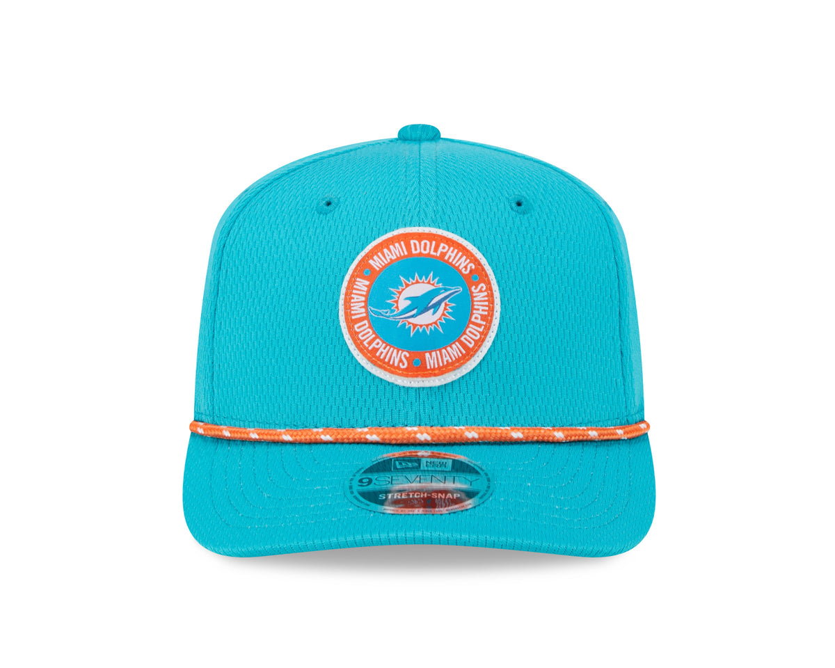 Miami Dolphins New Era 2024 Sideline Aqua 9SEVENTY Adjustable Hat for Men product image 2, provided for visual reference and