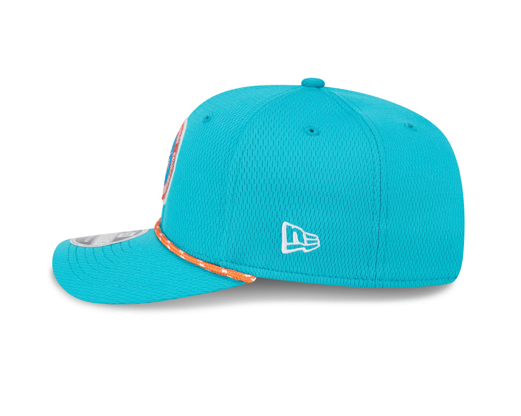Miami Dolphins New Era 2024 Sideline Aqua 9SEVENTY Adjustable Hat for Men product image 5, provided for visual reference and