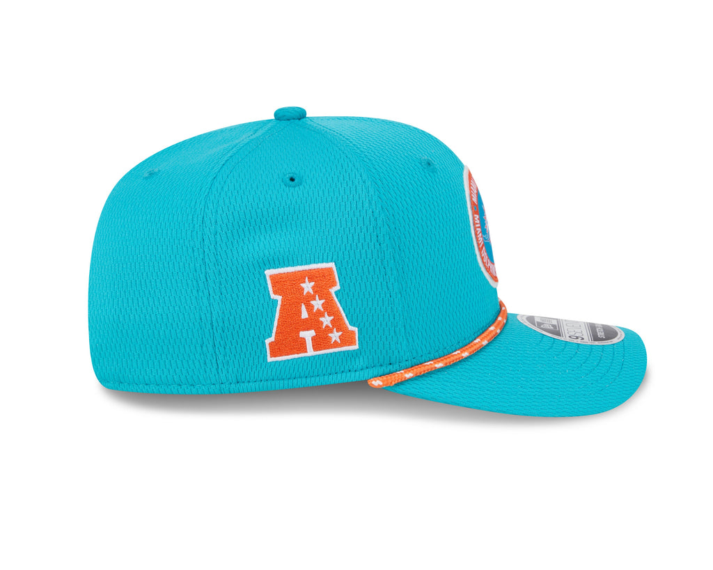 Miami Dolphins New Era 2024 Sideline Aqua 9SEVENTY Adjustable Hat for Men product image 4, provided for visual reference and