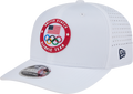 Team USA Olympics White Performance New Era 9SEVENTY Stretch Snap Adjustable Hat product image 1, provided for visual